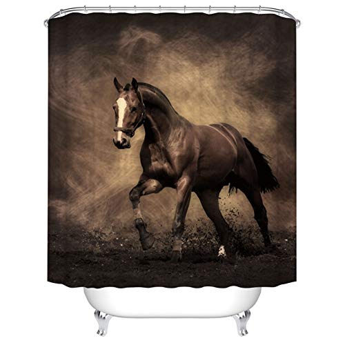 BOYOUTH Duschvorhang mit Laufpferd-Motiv, Digitaldruck, für Badezimmer-Dekoration, Polyester, wasserdichter Stoff, mit 12 Haken, 180 x 200 cm, mehrfarbig von Boyouth