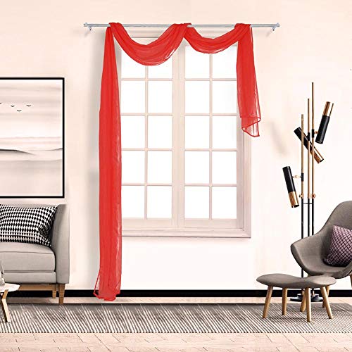 BOYOUTH Schöne und Elegante einfarbige weiche transparente Voile-Vorhänge schmücken Fenster, Schals, Vorhänge, (135 x 500 cm, großes Rot) 1 Paneel von Boyouth