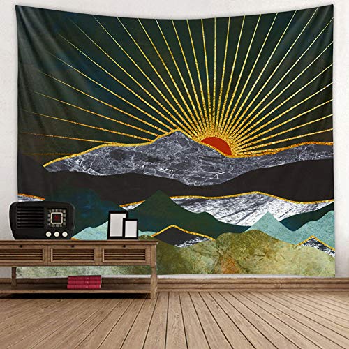 Boyouth Wandteppich, Naturlandschaft, abstraktes Berg- und Sonnenaufgang-Muster, Digitaldruck, Kunst, Wandteppich, Heimdekoration, Wandbild, Strandtuch, 180 x 230 cm von Boyouth