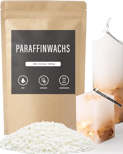 BOYUJK Paraffinwachs für Kerzen 1.8kg - Kerzenwachs zum Gießen, Kerzensand & Kerzenwachs Granulat für DIY Kerzenprojekte - Eigene Kerzen herstellen und nachfüllen (1.8kg) von BOYUJK