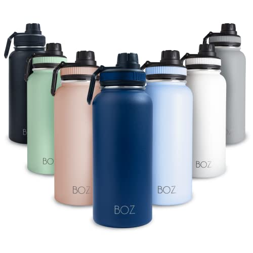 BOZ Trinkflasche Edelstahl – Trinkflasche Edelstahl 1l – Auslaufsichere Thermosflasche 1l – BPA-freie Isolierflasche – Trinkflasche Kohlensäure geeignet – Trinkflasche für Sport (Blau) von BOZ