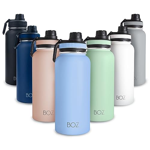 BOZ Trinkflasche Edelstahl – Trinkflasche Edelstahl 1l – Auslaufsichere Thermosflasche 1l – BPA-freie Isolierflasche – Trinkflasche kohlensäure geeignet – Trinkflasche für Sport (Hellblau) von BOZ