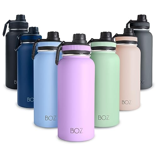 BOZ Trinkflasche Edelstahl – Trinkflasche Edelstahl 1l – Auslaufsichere Thermosflasche 1l – BPA-freie Isolierflasche – Trinkflasche Kohlensäure geeignet – Trinkflasche für Sport (Lavendel) von BOZ