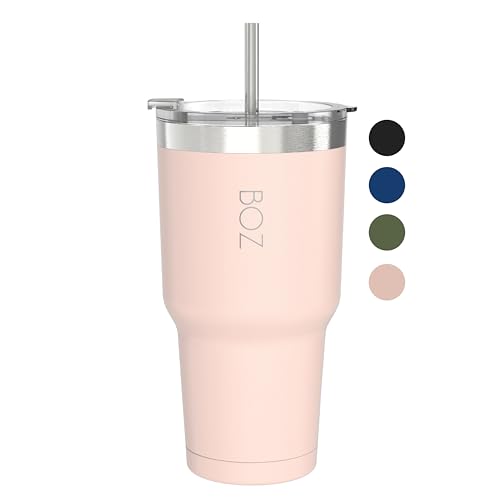 BOZ Tumbler - Tumbler Mit Deckel Und Stroh - Isolierte Becher - Tassen Mit Deckel Und Stroh - Edelstahl -becher - Perfekt Für Heiße Und Kalte Getränke - Bpa -frei (30oz / 900 ml, Rosa) von BOZ