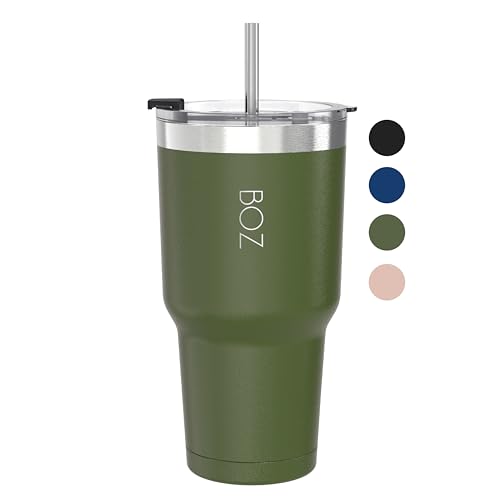 BOZ Tumbler - Tumbler Mit Deckel Und Stroh - Isolierte Becher - Tassen Mit Deckel Und Stroh - Edelstahl -stahl - Perfekt Für Heiße Und Kalte Getränke - Bpa -frei (30oz / 900 ml, Dunkelgrün) von BOZ