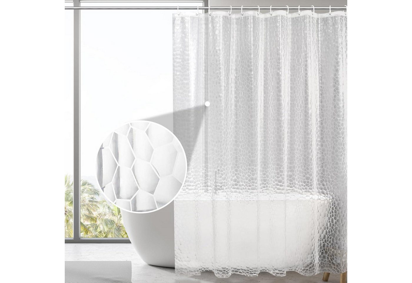 BOZKAA Duschvorhang Duschvorhang Transparent Anti-Schimmel 180x200cm Wasserdicht 3D BOZKAA Duschvorhang Duschvorhang Transparent Anti-Schimmel 180x200cm Wasserdicht 3D von BOZKAA