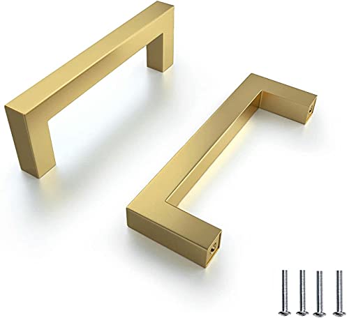 BOZONLI 2 Stück Griffe für Küchenschränke - Edelstahl Möbelgriffe Küchengriffe Türgriffe Schubladengriffe Schrankgriffe Gold (128mm) von BOZONLI