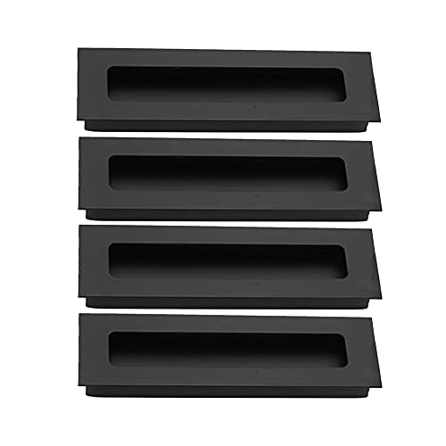 BOZONLI 4 Stück Muschelgriff Schiebetür Einlassgriff Schiebetürgriff Aluminiumlegierung Griffmuschel Verdeckt Griffe Schwarz 140 x 42 mm von BOZONLI