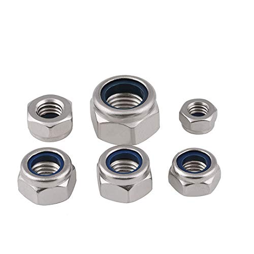 BOZONLI M2.5(2.5mm) Kontermuttern Sechskantmuttern Sicherungsmuttern Stopmuttern Klemmmuttern 304 Edelstahl Nylon Selbstsichernd Kontermutter von BOZONLI