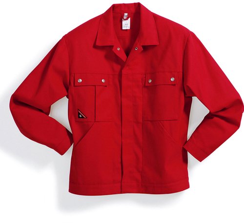 BP 1479-720-81-45/47 Arbeitsjacke, Verdecktes Druckknopfband und Taschen, 305,00 g/m² Verstärkte Baumwolle, rot, 45/47 von BP