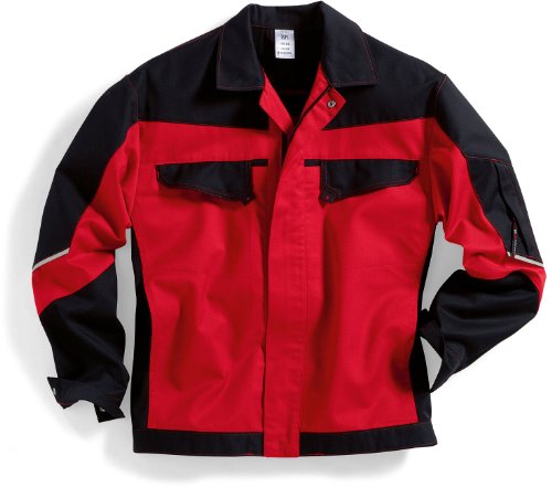 BP 1607-559-81-44/46l Arbeitsjacke, Verdeckter Reißverschluss und Taschen, 245,00 g/m² Stoffmischung, rot/schwarz, 44/46l von BP