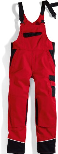 BP 1608-559-81-46l Latzhose, Stretch-Hosenträger mit Clipbefestigungen, 245,00 g/m² Stoffmischung, rot/schwarz, 46l von BP