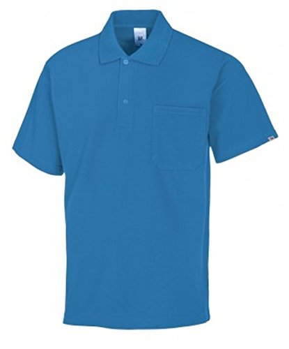 BP 1612-181-116-M Unisex-Poloshirt, 1/2 Ärmel, Polokragen mit Knopfleiste, 70 cm, 220,00 g/m² Stoffmischung, azurblau, M von BP