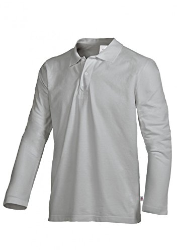 BP 1629-181-51-3XL Langärmeliges Unisex-Polohemd, Langarm, Polokragen mit Druckknopfband, 220,00 g/m² Stoffmischung, hellgrau ,3XL von BP