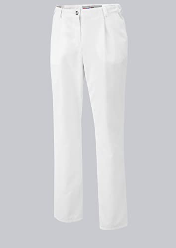 BP 1647-400-21-34s Hosen für Frauen, mit Bundfalten und Taschen, 215,00 g/m² Stoffmischung, weiß, 34s von BP