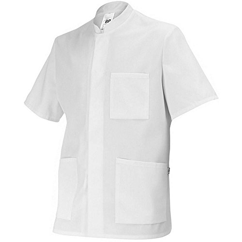 BP 1657-400-21-XLn Unisex-Jacke, 1/2 Ärmel mit Stehkragen und verdecktem Druckknopfband, 215,00 g/m² Stoffmischung, weiß, XLn von BP