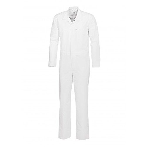 BP 1676-750-21-3XLl Unisex-Overall, 1/1 Ärmel mit verstellbarem Schlitz am Ärmelbund und elastischem, verstellbarem Bund, 250,00 g/m² Verstärkte Baumwolle, weiß, 3XLl von BP