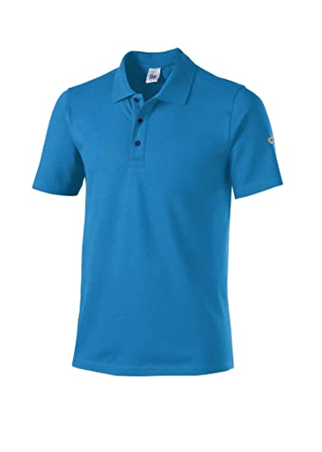 BP 1712-230-0116-L Unisex-Poloshirt, 1/2 Ärmel, Polokragen mit Knopfleiste, 70 cm, 195,00 g/m² Baumwolle mit Stretch, azurblau, L von BP