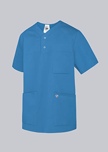 BP Med Tunics 1741-853-116 Schlupfkasack für Sie & Ihn - 1/2 Ärmel - Diskreter V-Ausschnitt - 50% Polyester, 50% Lyocell - Standard Passform - Größe: L - Farbe: azurblau von BP