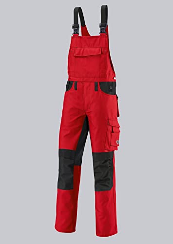 BP 1791-555-81-50s Latzhose, Stretch-Hosenträger mit Clipbefestigungen, 295,00 g/m² Stoffmischung, rot/schwarz, 50s von BP