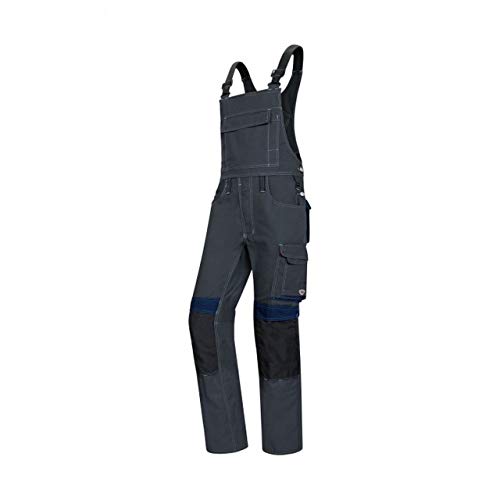 BP 1802-720-56-46s Latzhose, Stretch-Hosenträger mit Clipbefestigungen, 305,00 g/m² Verstärkte Baumwolle, anthrazit/nachtblau, 46s von BP