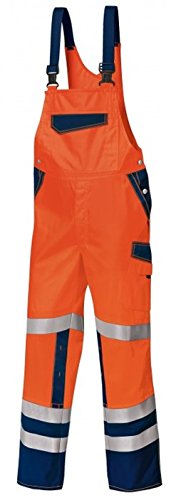 BP 2011-845-8510-52l Latzhose, Stretch-Hosenträger mit Clipbefestigungen, 270,00 g/m² Stoffmischung, Warnorange/dunkelblau, 52l von BP