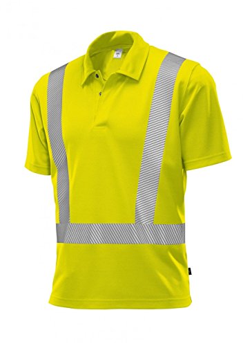 BP 2132-260-86-M Unisex-Poloshirt, Polokragen mit verdecktem Druckknopfband, 185,00 g/m² Stoffmischung, Warngelb, M von BP