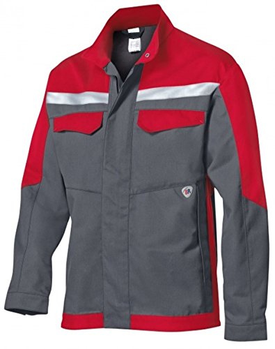 BP 2435-820-5381-56/58n Arbeitsjacke, Stehkragen, verdeckter Reißverschluss und Druckknopfband, 320,00 g/m² , dunkelgrau/rot, 56/58n von BP