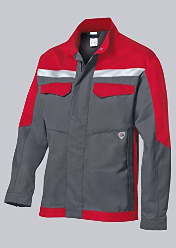 BP 2435-820-5381-64/66n Arbeitsjacke, Stehkragen, verdeckter Reißverschluss und Druckknopfband, 320,00 g/m² , dunkelgrau/rot, 64/66n von BP