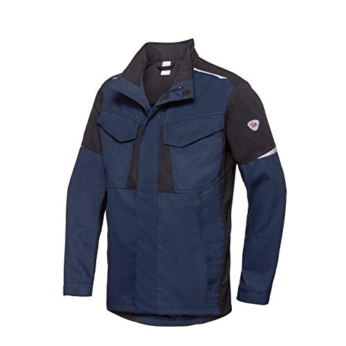 BP 2438-581-1432-48/50l Arbeitsjacke für Männer, Stehkragen, Verdeckter Reißverschluss, 0.35 Aramid/30% Modacryl/25% Baumwolle/9% Polyamid/1% Sonstige Fasern, Nachtblau/Schwarz, 48/50l von BP