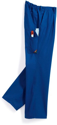 BP Cotton Plus 1469-720-13 Arbeitshose - Stoffhosenträger mit Gummieinsatz - Taschen für Knieschoner - Reine Baumwolle - Normale Passform - Größe: 48 - Farbe: königsblau von BP