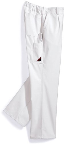 BP Cotton Plus 1469-720-21 Arbeitshose - Stoffhosenträger mit Gummieinsatz - Taschen für Knieschoner - Reine Baumwolle - Normale Passform - Größe: 60 - Farbe: weiß von BP