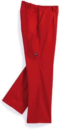 BP Cotton Plus 1469-720-81 Arbeitshose - Stoffhosenträger mit Gummieinsatz - Taschen für Knieschoner - Reine Baumwolle - Normale Passform - Größe: 44 - Farbe: rot von BP