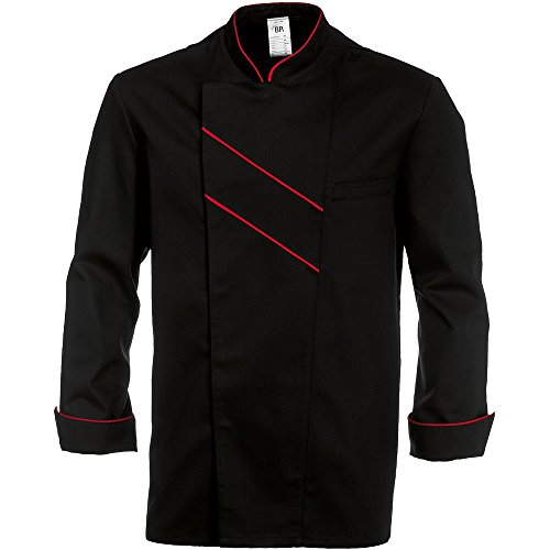 BP Gourmet 1538-400-3281 Kochjacke - Langarm - Mit Lüftungsschlitzen - Normale Passform - Größe: 64 - Farbe: schwarz/rot von BP