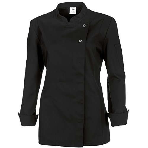 BP Gourmet 1544-400-32 Kochjacke für Damen - Langärmelig - 65% Polyester, 35% Baumwolle - Standard Passform - Größe: XL - Farbe: schwarz von BP