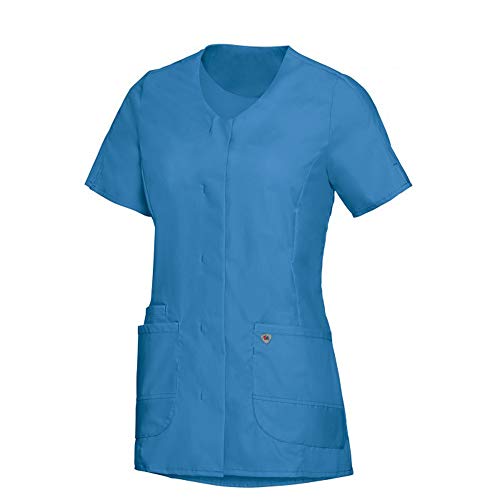 BP Med Tunics 1764-241-0116 Kasack für Damen - 1/2 Ärmel und V-Ausschnitt - 49% Baumwolle, 48% Polyester, 3% Elastolefin - Schlanke Passform - Größe: Ln - Farbe: azurblau von BP