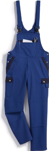 BP Profil 1844-720-113 Latzhose - Stretch-Hosenträger - Verstellbarer Bund - Taschen für Knieschoner - 65% Polyester, 35% Baumwolle - Kurze Passform - Größe: 26 - Farbe: königsblau/dunkelblau von BP