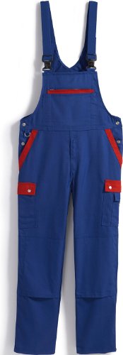 BP Profil 1844-720-13 Latzhose - Stretch Hosenträger - Verstellbarer Bund - Taschen für Knieschoner - 65% Polyester, 35% Baumwolle - Normale Passform - Größe: 52 - Farbe: königsblau/rot von BP