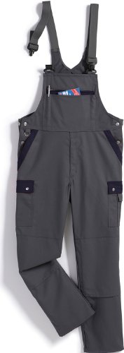 BP Profil 1844-720-153 Latzhose - Stretch Hosenträger - Verstellbarer Bund - Taschen für Knieschoner - 65% Polyester, 35% Baumwolle - Normale Passform - Größe: 44 - Farbe: dunkelgrau/dunkelblau von BP