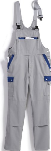 BP Profil 1844-720-51 Latzhose - Stretch-Hosenträger - Verstellbarer Bund - Taschen für Knieschoner - 65% Polyester, 35% Baumwolle - Normale Passform - Größe: 60 - Farbe: hellgrau/königsblau von BP