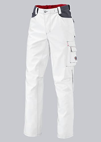 BP Workwear 1788-555-21 Arbeitshose - Gummizug im Rücken - Bundfalten - Normale Passform - Größe: 50s - Farbe: weiß/dunkelgrau von BP