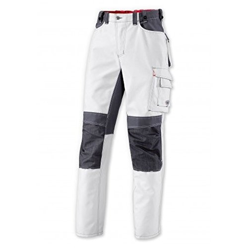 BP Workwear 1789-555-21 Arbeitshose - Gummizug im Rücken - Bundfalten - Normale Passform - Größe: 52n - Farbe: weiß/dunkelgrau von BP