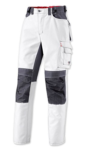 BP Workwear 1789-555-21 Arbeitshose - Gummizug im Rücken - Bundfalten - Normale Passform - Größe: 54n - Farbe: weiß/dunkelgrau von BP