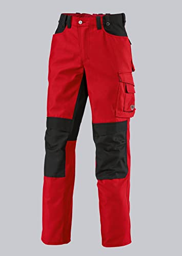 BP Workwear 1789-555-81 Arbeitshose - Gummizug im Rücken - Bundfalten - Normale Passform - Größe: 44n - Farbe: rot/schwarz von BP