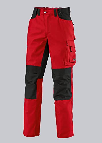 BP Workwear 1789-555-81 Arbeitshose - Gummizug im Rücken - Bundfalten - Normale Passform - Größe: 46l - Farbe: rot/schwarz von BP