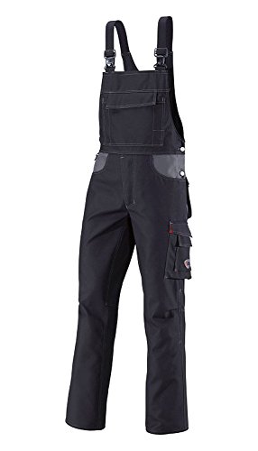 BP Workwear 1790-555-32 Latzhose - Stretch-Hosenträger mit Kunststoff-Clip-Verschlüssen - verstellbarer Bund - 65% Polyester, 35% Baumwolle - Lange Passform - Größe: 50l - Farbe: schwarz/dunkelgrau von BP