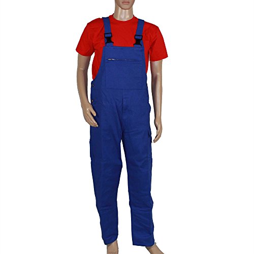 BP Workwear Basic 1482-060-13 Latzhose - Stoffhosenträger mit Gummieinsatz - Taschen für Knieschoner - Reine Baumwolle - Normale Passform - Größe: 48 - Farbe: königsblau von BP