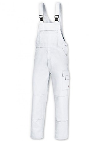 BP Workwear Basic 1482-060-21 Latzhose - Stoffhosenträger mit Gummieinsatz - Taschen für Knieschoner - Reine Baumwolle - Normale Passform - Größe: 50 - Farbe: weiß von BP