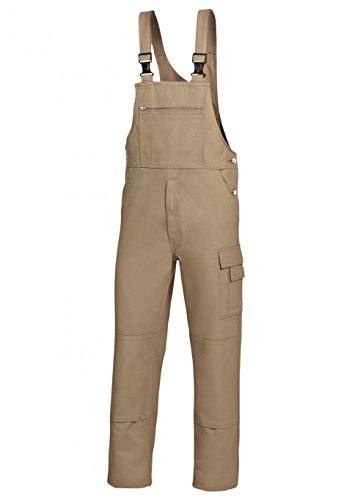 BP Workwear Basic 1482-060-44 Latzhose - Stoffhosenträger mit Gummieinsatz - Taschen für Knieschoner - Reine Baumwolle - Stämmige Passform - Größe: 29 - Farbe: sand von BP