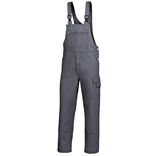 BP Workwear Basic 1482-060-53 Latzhose - Stoffhosenträger mit Gummieinsatz - Taschen für Knieschoner - Reine Baumwolle - Normale Passform - Größe: 50 - Farbe: dunkelgrau von BP